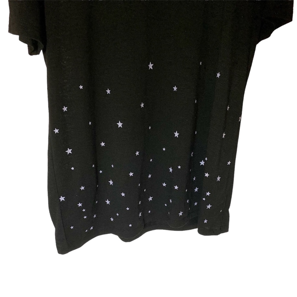 Women’s Large Black T-Shirt With White Stars Scattered On The Bottom - Picture 3 of 7